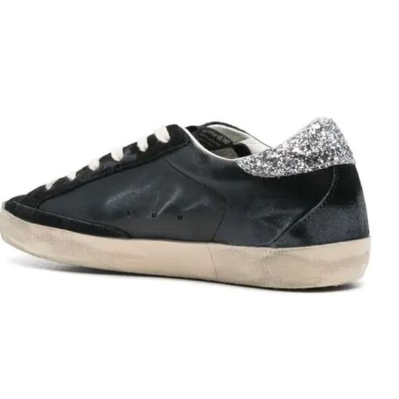 Golden Goose Super Star Classic Low Black Silver 38 Size 8 - Picture 6 of 7